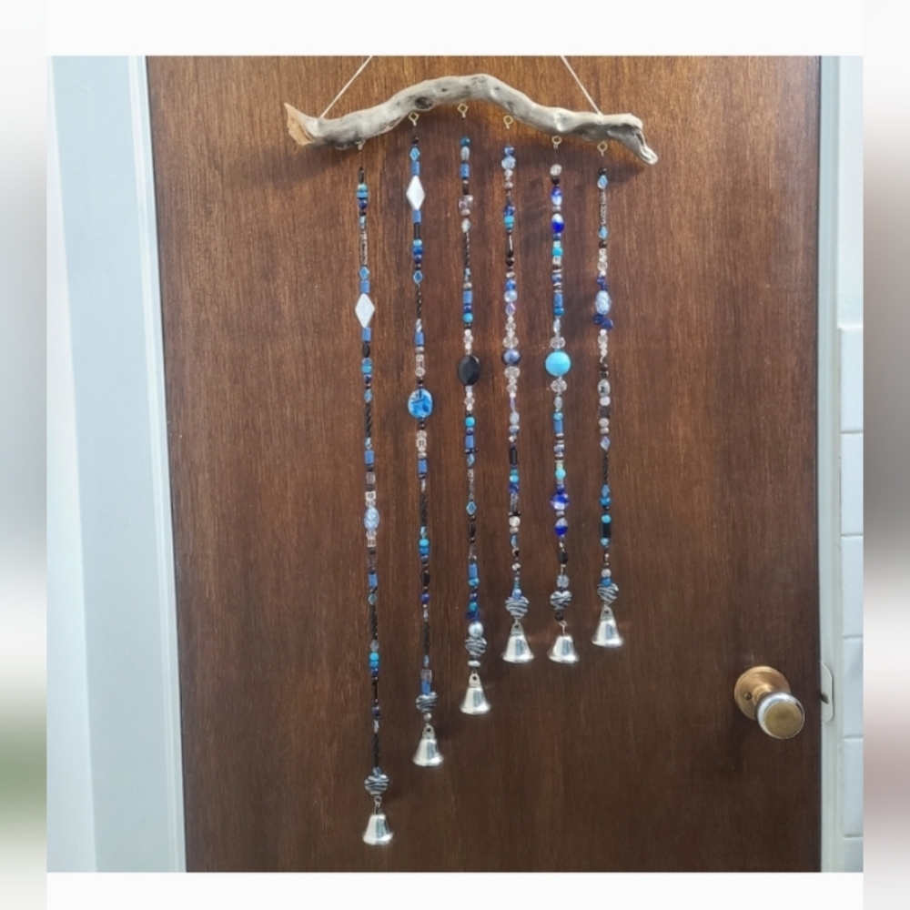 Silver and Blue Beaded Wind Chimes/Suncatcher